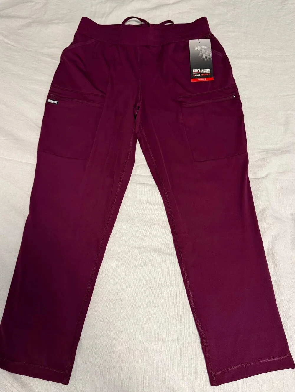 NWT Grey's Anatomy by Barco Knit STRETCH  wine 6-Pocket Cargo Scrub LP - Picture 8 of 11